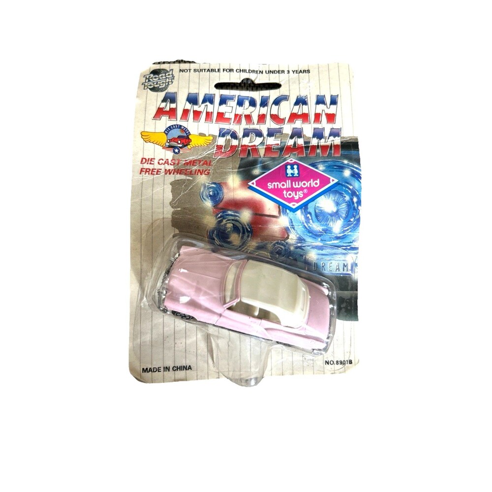 Vintage Road Tough PINK Ford T-Bird Die Cast Metal Free Wheeling 8901B